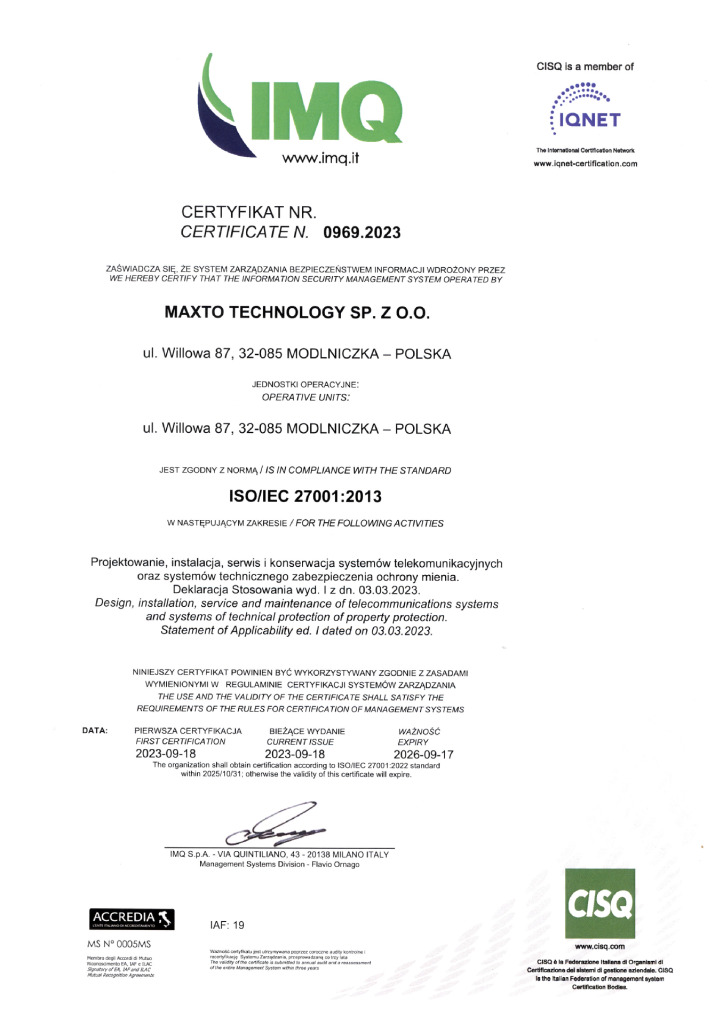 thumbnail of ISO 27001_ Maxto Technology